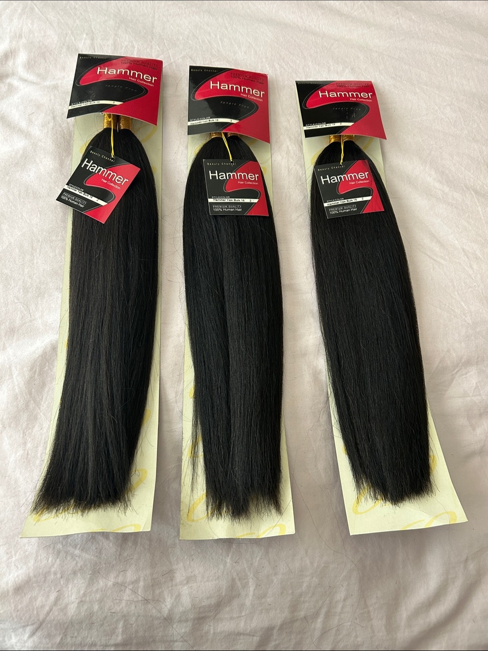 Hammer Hair Collection 16” Bulk 100% Human Hair Color 2 Dark Brown (3 packs)